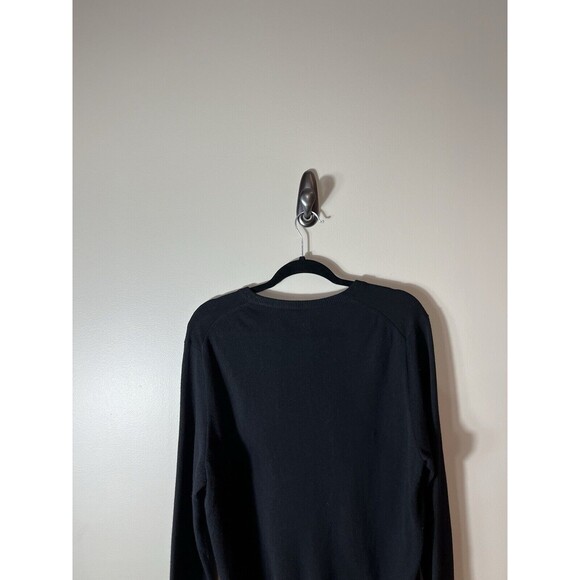 Polo Ralph Lauren Mens Large Black Merino Wool V-Neck Sweater - Picture 6 of 11